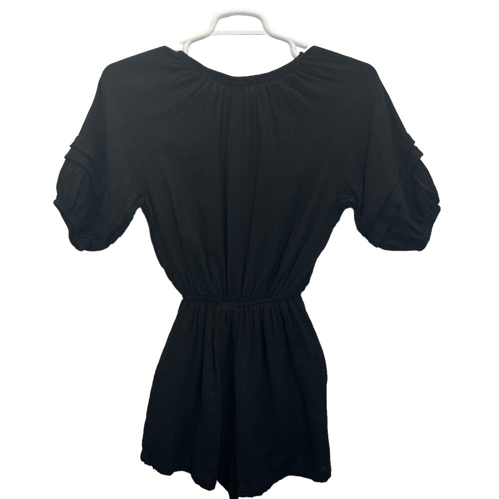 Knox Rose Gauze Romper Black Size‎ S Half Sleeve Shorts Lined Cotton One Piece - Picture 6 of 10